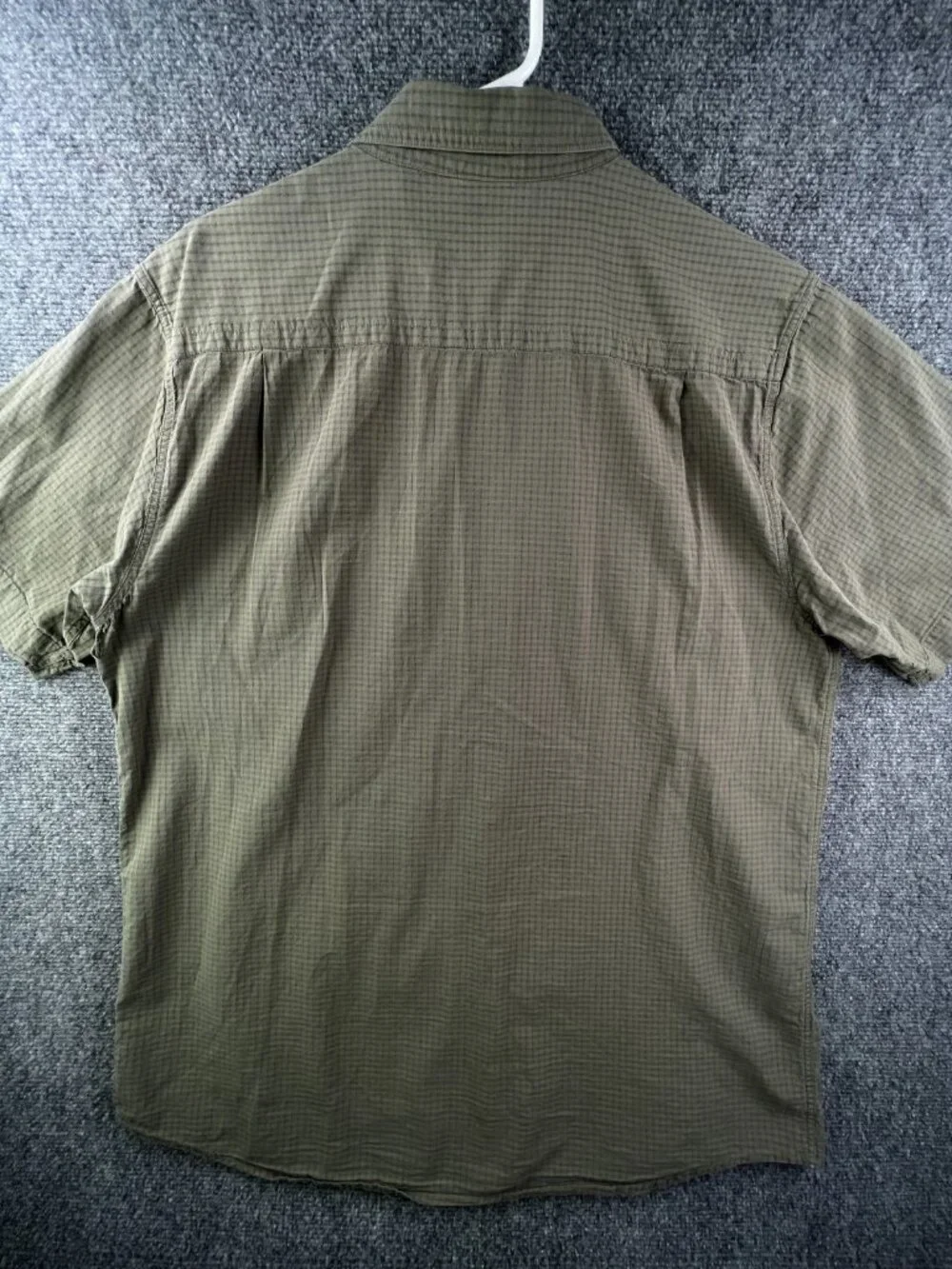 North Face Men’s Green Check Short Sleeve Button Up Shirt Large Outdoors Cotton